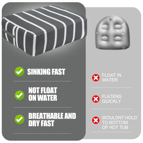 Threehoney 2 Pcs Hot Tub Booster Seat for Adults, 5 Inch 4D Mesh Spa Bathtub Booster Cushion with Suction Cups Micro Dot Quick Dry Non Slip Bottom Mat Tub Accessories for Indoor Outdoor(Mix-Color) - color: Mix-color