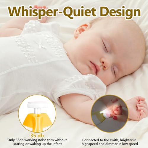 Qunlions life Baby Nail Trimmer Electric, 6 in 1 Rechargeable Baby Nail Clippers Manicure Set Grooming Kit for Toddler Infant or Adults (Yellow) - color: Rechargeable-yellow