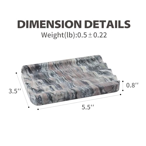 Karibiber Soap Holder for Bathroom, Black Marble Soap Dish for Kitchen Countertop, Soap Tray with Creative Wavy Design, Soap Saver for Bath Tub, Sponges, Italian Natural Stone - color: Rosso Luana
