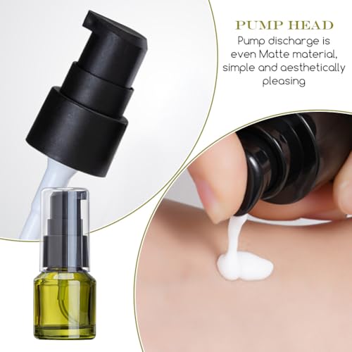 3 Pcs Green Glass Pump Bottles, Empty Refillable Leak-Proof Travel Bottles, Mini Portable Cosmetic Dispenser for Lotion Cream Foundation Toiletries (15ml/0.5oz) - color: Green, size: 15ml/0.5oz