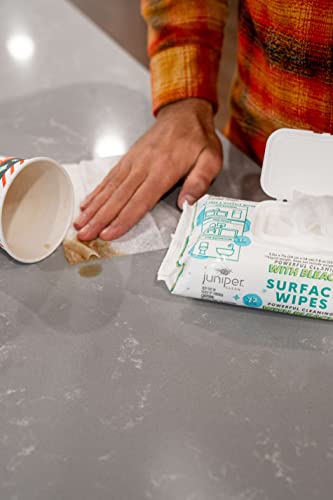 Juniper CLEAN 3 Pack Surface Cleaning Wipes with Bleach, All-Purpose Cleaner for Bathroom, Kitchen, Office, 216 Count Soft Flow, Fresh Scent, Lint Free & Durable - size: 72 Count (Pack of 3)