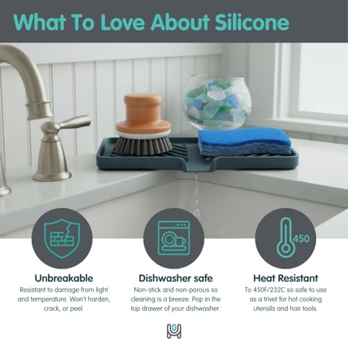 Silicone Soap Dish Tray and Sponge Holder with Drain Chute and Feet | 3-Way Sloped Design | Bathroom and Kitchen Sink Organizer Caddy (Vanilla Cream, 5"x4", 3.5 Ounces) - color: Vanilla Cream, size: 5"x4"