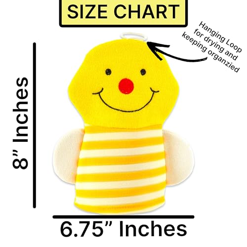 Made Easy Kit Hand Puppet Bath Wash Mitt Towel with Animal Designs with Loofahs for Fun Interactive Bathing Time (Red Green Yellow (No Loofah)) - color: Red Green Yellow (No Loofah)