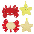 (2 Pack) Animal Body Scrubber Natural Linen Shower Ball for Toddler Kids Gentle Exfoliating Bath Sponge Loofah Pouf in Yellow Starfish Red Crab with Cute Big Eyes Design