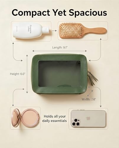 LETGO Clear Makeup Bags, TSA Approved Toiletry Bag with Zipper, Clear Makeup Organizer Fit Carry-on Travel Essentials,Clear Cosmetic Bags for Women Men (C-Green) - color: C-Green