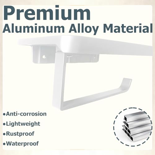 Pure White Toilet Paper Holder with Shelf, Premium Thicken Aluminum Alloy, Self Adhesive Toilet Tissue Roll Holder Wall Mount for Bathroom, Washroom, Kitchen, RV with Cell Phone Storage - color: Pure White