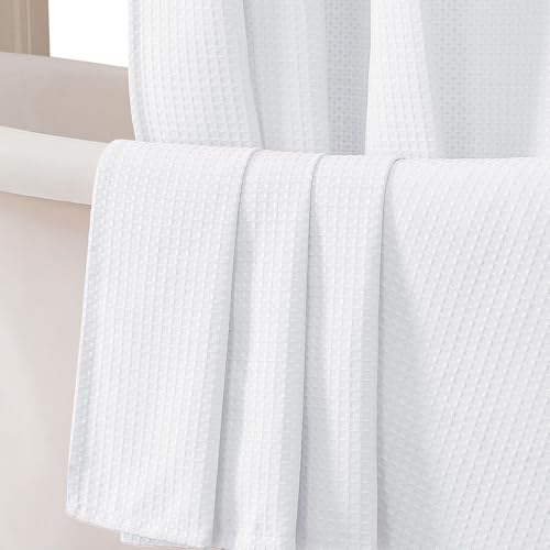 OWENIE White Shower Curtain, Stall Small Waffle Weave Heavy Fabric Shower Curtains for Narrow Size Bathroom, Waterproof Soft Hotel Spa Luxury Bath Curtain Set, Machine Washable, White, 36x72 Inch - color: White, size: 36"W x 72"L (Pack of 1)