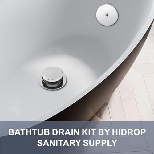 Chrome Bathtub Drain Tip-Toe Single Hole, Hidrop Tub Drain Trim Set Conversion Kit Assembly, Coarse Thread Replacement Trim Kit with 1-Hole Overflow Faceplate Includes an Adapter, Chrome Plated - color: Chrome, style: 1 Hole