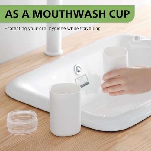 Baluca Travel Toothbrush Case, Portable Tooth Brush Holder and Toothpaste Cover Container with Mouthwash Cup, Compact Oral Clean Tools Organizer for Traveling/Camping/School/Home (White, Extra Large) - color: White, size: X-Large