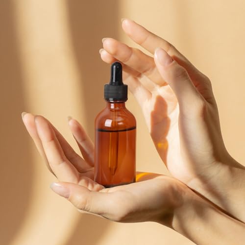 STARSIDE 24-Pack 2oz Amber Glass Dropper Bottles for Essential Oils | 60ml Glass Bottles with Glass Droppers for Lab Chemicals, Perfumes, Sample. Includes 1 Brush, 2 Funnels and 24 Labels - color: 2oz-Amber-24pcs