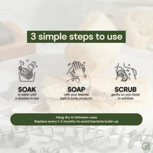 NileCart Exfoliating Gloves - Set of 2 Scrubbies for Body - Natural Exfoliating Body Scrubber Shower Gloves from Natural Loofah for Women & Men - Egyptian Loofah Sponge Shower Gloves Scrubbies