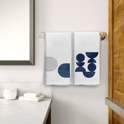 OHSUL Navy Blue Modern Abstract Minimalist Kitchen Towels Dish Towels Dishcloth, Mid Century Modern Decor Hand Tea Towel for Bathroom Kitchen Decor, 16x24 Inches Set of 2 - color: Color-05