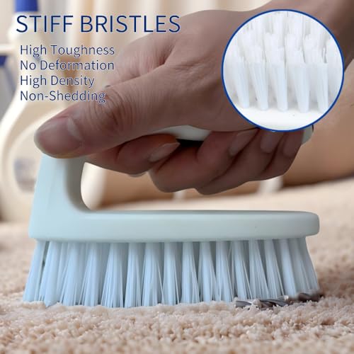 CELOX Carpet Cleaning Brush, Heavy Duty Scrub Brush with Handle, 2 Pack, White - color: White Gray