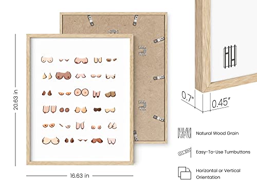 HAUS AND HUES Funny Bathroom Wall Art – Boobs Poster, Witty Restroom Prints, Humorous Washroom Artwork, Fun Wall Accent (16x20, Beige Frame) - color: Boobs, size: 16"L x 20"W, style: Beige Framed