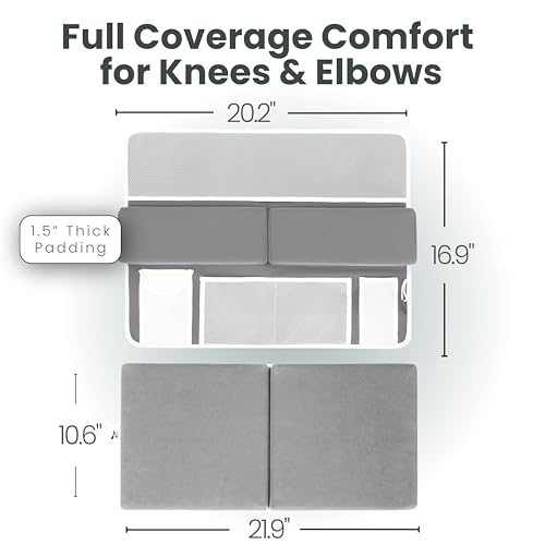 Bath Kneeler –8 Suction Cups & 1.5" Padding.Certified Non Toxic Bath Kneeling Pad for Bath Tub & 5 Bath Toy Organizer. Fast Dry Baby Bath Kneeler and Elbow Rest Pad Set by Supa Ant - Grey - color: Grey With White Pockets
