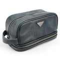 emissary Leather Travel Toiletry Bag for Men, Dopp Kit - Blue | Water-resistant leather, large capacity + organizer pockets; refined men's travel Dopp kit, carry-on ready - color: Blue