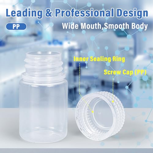 DEMORA 1 oz Small Plastic Bottles with Caps, Airtight Refillable Wide Mouth Travel Bottles for Toiletries, PP Food Grade Plastic Containers for Liquids Pill Sample Lab Reagent (Clear, 4 Pcs) - color: Clear, size: 1 oz