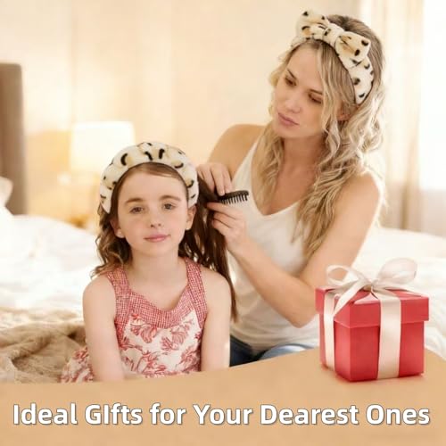 7 Pcs Spa Set, Facial Headband and Wristband Set, Skincare Accessories, College Style Girl Idea Gifts, Hair Accessories for Women and Girls（Leopard） - color: Leopard