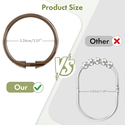 Amazer Plastic Shower Curtain Rings, 24 Pcs Shower Curtain Hooks, O Shape Amber Brown Shower Curtain Hooks Rings, Easy to Snap Closure, Shower Hooks for Shower Curtain and Liner Bathroom - color: Amber Brown, size: 24 Pack