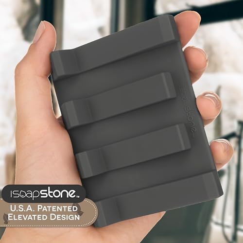 Silicone Soap Dish (USA Patented) Self Draining Bar Soap Holder for Shower Bathroom Sink, Drying Soap Dish Tray Kitchen Sponge Holder Easy Cleaning Soap Saver Mat (Dark Grey, 1) - color: Dark Grey, 1