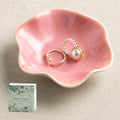 Ceramic Lotus Leaf Trinket Dish, Ring Holder for Jewelry | Keeps earrings, necklaces, keys, and keepsakes handy on vanities or nightstands, a sweet gift for moms, sisters, and friends - color: Pink