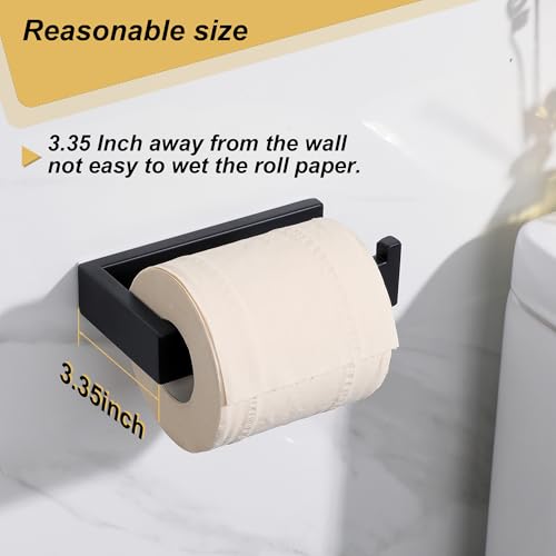 Sayayo Matte Black Toilet Paper Holder Wall Mount, RV Toilet Tissue Holder for Bathroom Tp Holder Square, SUS304 Stainless Steel 6 Inch - color: Black - Drilling