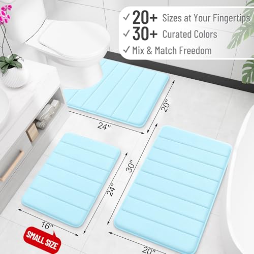 OLANLY Memory Foam Toilet Rugs U Shaped 24x20, Super Soft Absorbent Contour Bath Rugs, Quick Dry, Machine Washable Toilet Mat, Bathmat Floor Carpet, Bathroom Home Decor Accessories, Sky Blue - color: Sky Blue, size: 24" X 20" Contour Rug