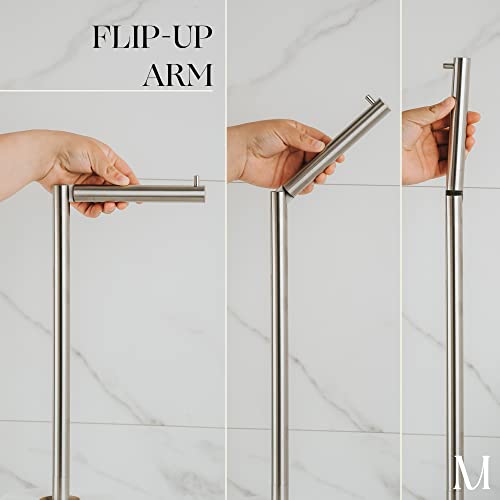 Marmolux Acc - Free Standing Toilet Paper Holder Stand Brushed Steel Finish 1pc - Storage for 4 Rolls of Toilet Tissue SUS 304 Stainless Steel Bathroom TP Stand - Toilet Paper Stand - Toilet Holder - color: Steel Brushed