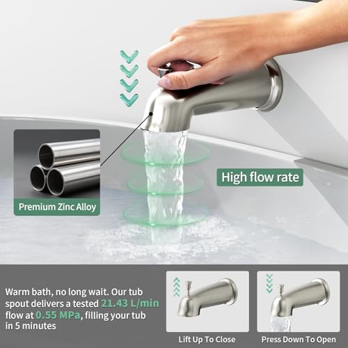 SunCleanse Tub Shower Faucet Set with Pressure Balance Valve, 8-Inch Rain Shower Head and Tub Spout, Single-Handle Shower Trim Kit, Shower Head and Handle Set for Bathroom, Brushed Nickel - color: Brushed Nickel