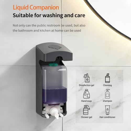 Manual Foam Soap Dispenser, 35oz (1000mL) Commercial Refillable Foaming Soap Dispenser-Dark Grey, CHUANGDIAN | ABS, Wall-Mount, Bathroom Commercial Foaming Soap Dispenser - color: Dark Grey