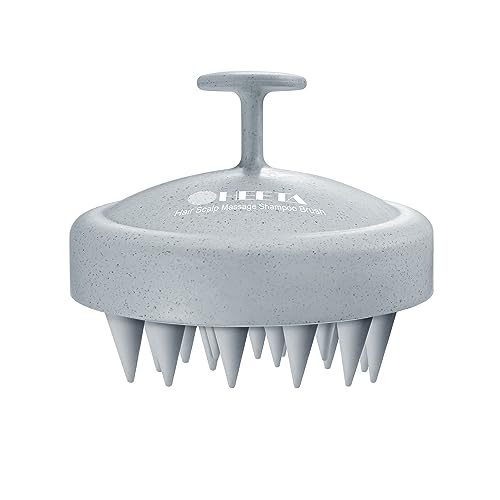 HEETA Scalp Massager Hair Growth, Soft Silicone Scalp Scrubber Shampoo Brush for Exfoliation, Dandruff Removal & Head Massage Stress Relax, Wet & Dry Use for Thick, Thin Hair Care, Wheat Straw Grey - color: New Grey