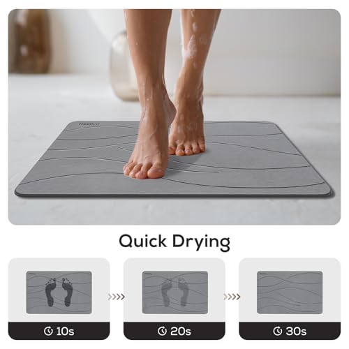 Natural Stone Bath Mat, Absorbent and Quick Dry, Diatomite Non-Slip Bathroom Rugs, Easy to Clean, Rugs for Bathroom Kitchen Living Room Doormat, Home Decor Accessories, 15.3″x23.6″, Dark Gray - color: Dark Gray, size: 1'3" x 1'11" (Rectangular)