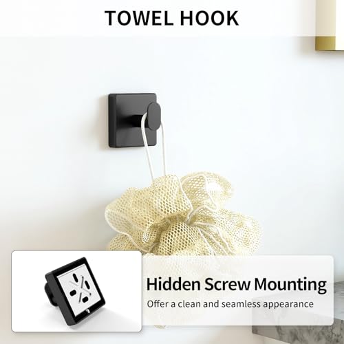 KLJKPA Black Bathroom Accessories Set, 24 inch Towel Racks for Bathroom, Stainless Steel Bathroom Hardware Set, Wall Mounted, 4-Piece - color: Black