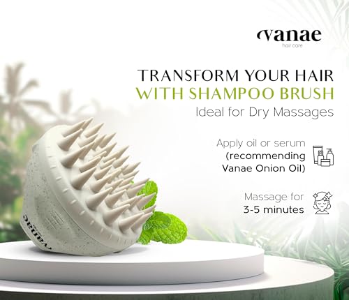 Vanae Shampoo Brush - Scalp Massager Hair Growth, Ergonomic Scalp Scrubber, Silica and ABS Brush for All Hair Types, Promotes Blood Circulation, Reduces Dandruff, Eco Responsible, Antimicrobial