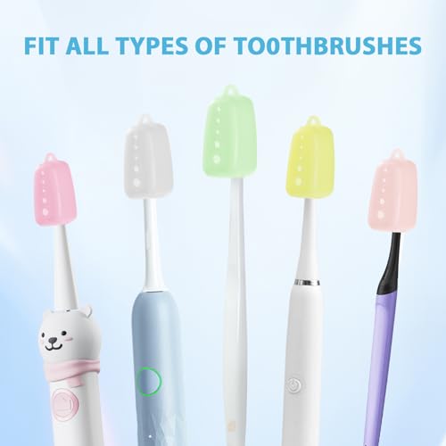 Lapfoon 6 Packs Silicone Toothbrush Covers, Tooth Brush Cover Cap for Electric & Manual Toothbrushes, Toothbrush Travel Essentials - color: Green