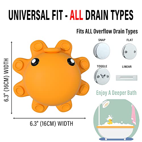 Bathtub Overflow Drain Cover - Tub Soak Bath Cover, Adds Inches of Water for Deeper Bath (Silicone, Yellow) - color: Yellow