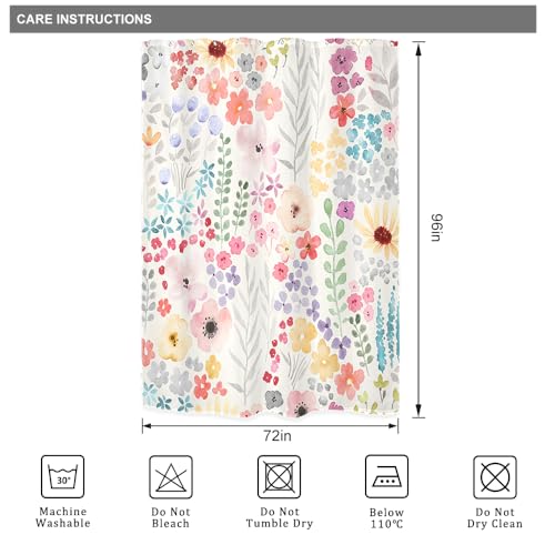 Riyidecor Extra Long Colorful Cute Floral Shower Curtain for Bathroom Decor 72Wx96H Flowers Botanical Plants Girls Women Pink Leaves Art Printed Fabric Polyester Waterproof 12 Pack Plastic Hooks - color: A-pink, size: 72"W x 96"L (Pack of 1)