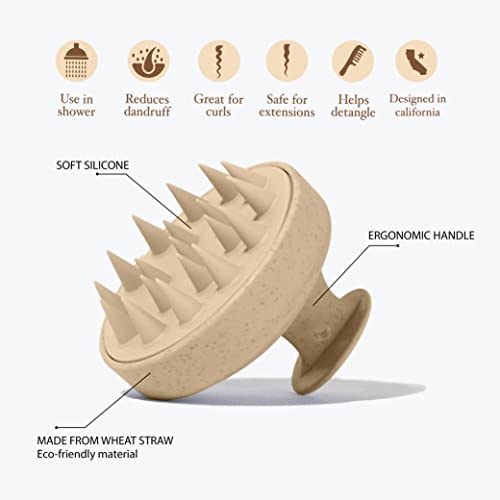 Scalp Massager Shampoo Brush for Hair Growth & Stress Relief | Soft Silicone Scalp Scrubber for Deep Cleansing & Exfoliation (Beige) - color: Beige