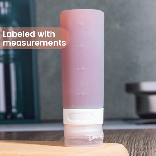 MICEBAY Condiment Squeeze Bottles for Sauces, 3-oz Mini Silicone Salad Dressing Container to Go with Reusable Sandwich Bag, Leakproof Sauce Bottle for Bento Lunch Box, 4 Pack, Candies - color: Candies, size: 3 OZ