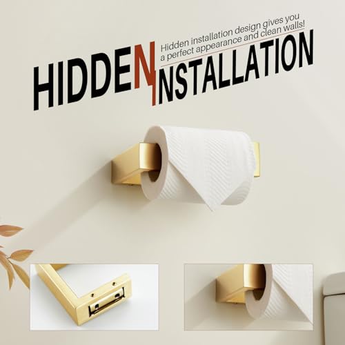 KOKOSIRI Toilet Paper Holder Gold Tissue Paper Dispenser for Kitchen Bathroom Washroom Toilet Roll Holder Wall Mounted Stainless Steel B2009BG - color: Brushed Gold