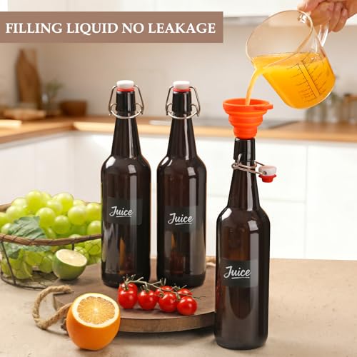 26 oz 4 Pack Amber Beer Bottles with Flip Caps with Swinging Top for Airtight Lids, Swing Top Glass Bottles for Home Brewing and Fermentation Kombucha, Vanilla Extract - size: 750ml