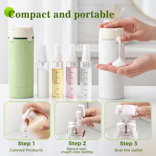 4 in 1 travel Dispenser Bottle for Toiletries, 4 Pack 30ML/60ML Portable Travel Size Toiletries with Scale and Label, Portable Containers for Shampoo Lotion Conditioner Cream (GREEN*2, 30ML) - color: GREEN*2, size: 1 Ounces