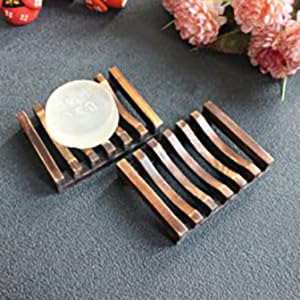 Anwenk Wooden Soap Dish Soap Holder Saver Tray for Bathroom Shower Kitchen Drainer Hand Craft Rectangular for Soap,Sponges and More (1Pack) - color: Bronze