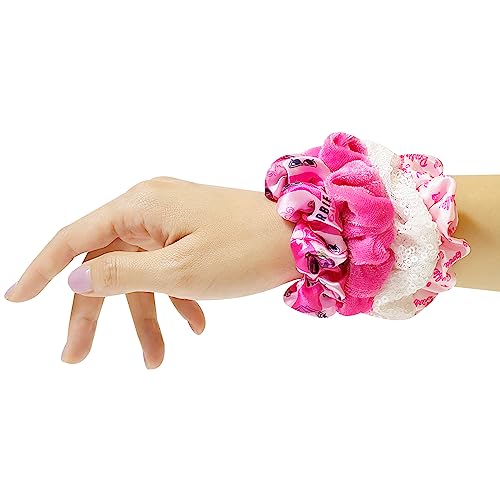 Barbie Hair Accessory 5 Pcs Set - 1 Regular 9 inch Hairbrush & 4 Scrunchies - Detangling Brush Elastic Hair Ties Ropes, Ages 3+ - color: Barbie 5 Piece Hair Accessories