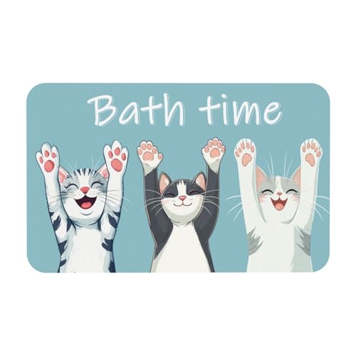 Funny Cat Bath mats Quick Dry Absorbent Bath Rugs Rubber Non Slip Bath Mat for Bathroom Floor Tub Shower Sink 16"×24" - color: Funny Cat, size: 16"x24"