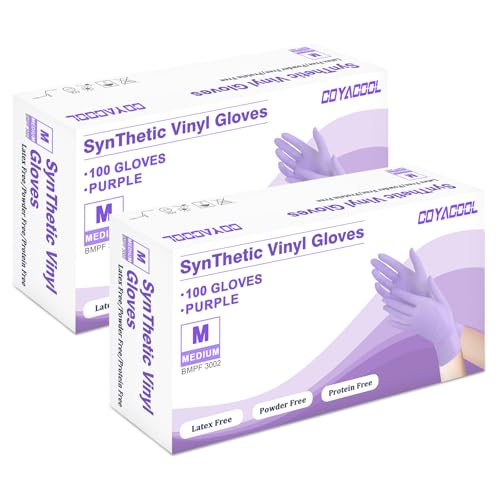 Disposable Gloves Medium, Nitrile and Vinyl Blend Material Gloves, Latex Free, 4 Mil 200 Pc Food Grade Glove for Cleaning, Food Prep, Hair Dye, Tattoo, Purple - color: Purple, size: Medium-200pc