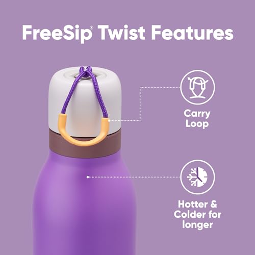 Owala FreeSip Twist Insulated Stainless Steel Water Bottle with Straw for Sports and Travel, BPA-Free, 18-oz, Purple (California Grapevine) - color: California Grapevine, size: 18 Ounces