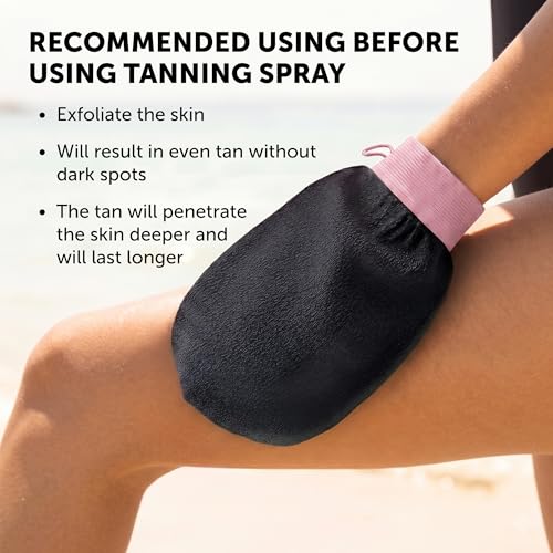 Valitic Exfoliating Glove Body Scrubber - Exfoliating Mitt Dead Skin Remover, Shower Face and Body Exfoliator - Korean Style Skin Scrubber Washcloth - Spray and Self Tan Remover, 1 Black with Pink - color: Black Pink