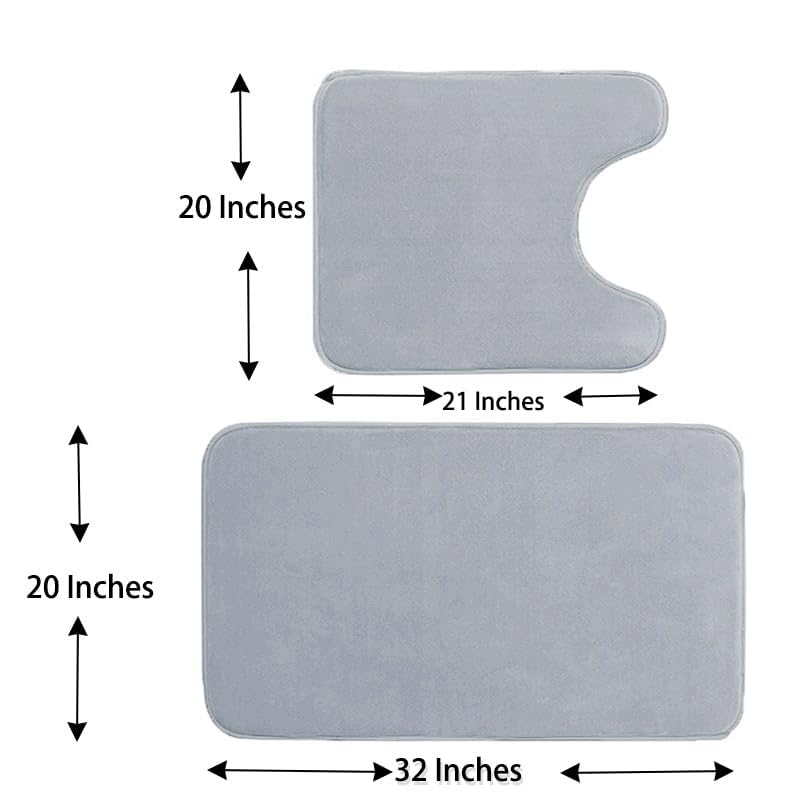 Madeals Memory Foam Bathroom Toilet Rug Set 4 Piece with Toilet Lid Cover and Tank Covers Grey - color: Grey