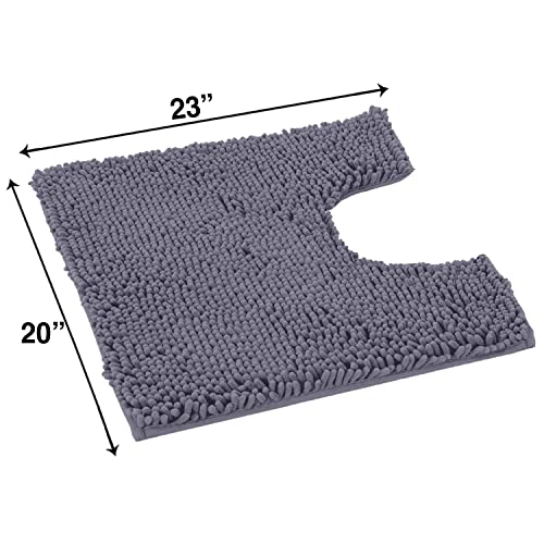 LuxUrux Dark Grey Bath Mat - U-Shaped Contoured Rug for Around Toilet, Super Absorbent Shaggy Bath Rug. Easy Machine Wash & Dry (20" x 23", Dark Gray) - color: Dark Gray, size: 23'' x 20'' U